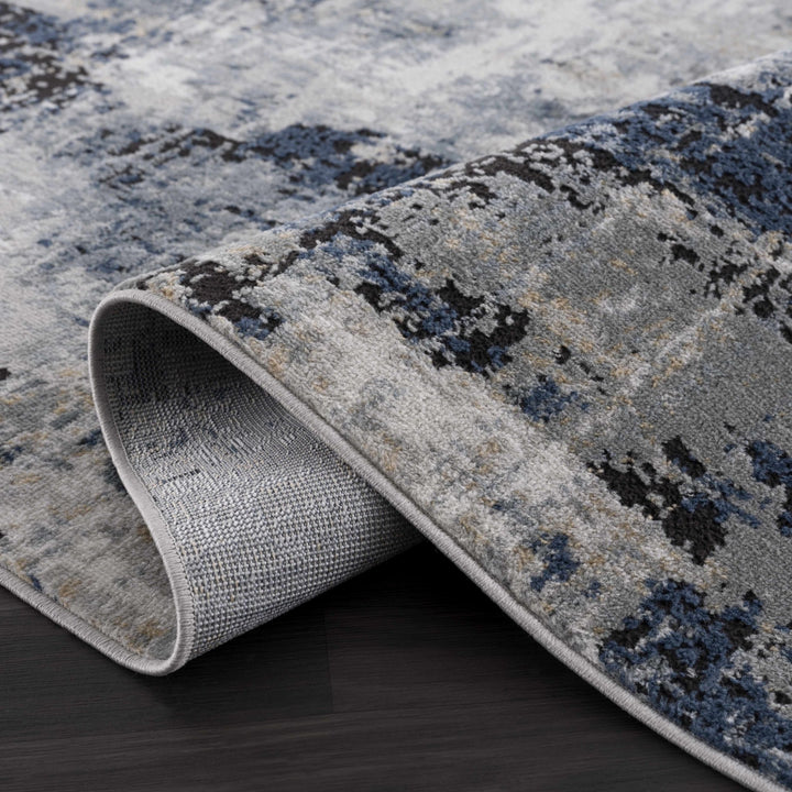 Modern abstract Gray, Silver, Blue and Charcoal Contemporary Area Rug - The Rug Decor