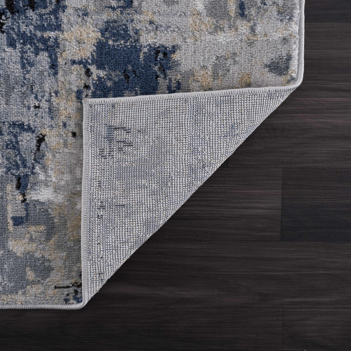 Modern abstract Gray, Silver, Blue and Charcoal Contemporary Area Rug - The Rug Decor