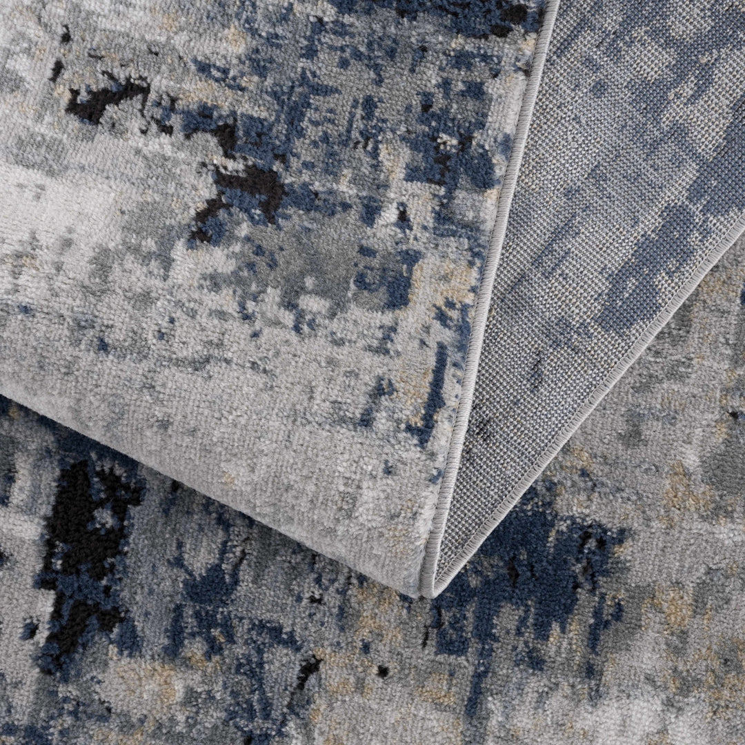 Modern abstract Gray, Silver, Blue and Charcoal Contemporary Area Rug - The Rug Decor