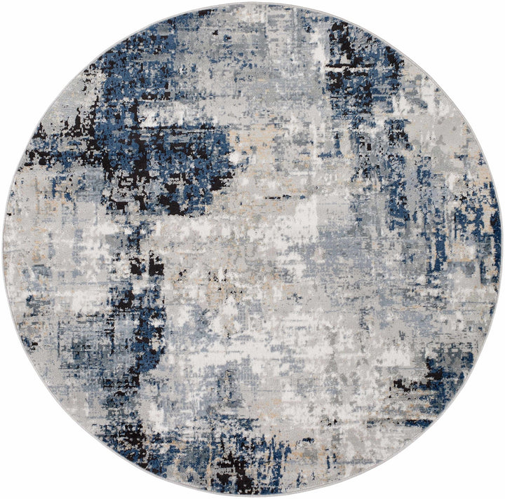 Modern abstract Gray, Silver, Blue and Charcoal Contemporary Area Rug - The Rug Decor