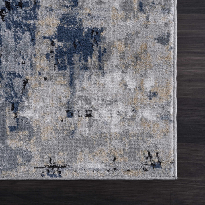 Modern abstract Gray, Silver, Blue and Charcoal Contemporary Area Rug - The Rug Decor