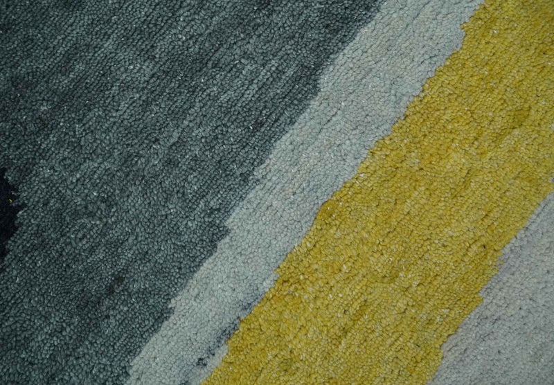 Modern Abstract Gray, Silver, Gold and Charcoal Hand loom 4x6 wool area Rug - The Rug Decor