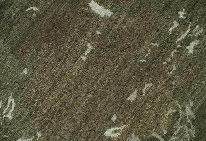 Modern Abstract Green and Silver Hand loom wool and Art Silk Area Rug - The Rug Decor