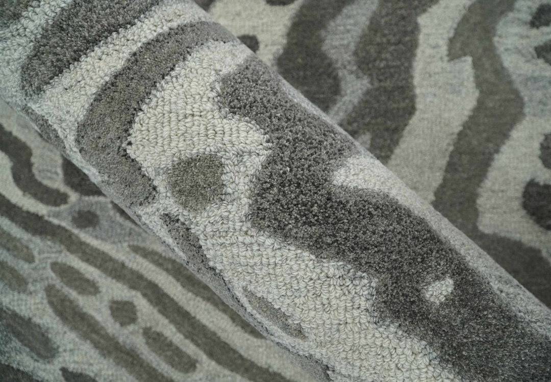 Modern Abstract Hand Tufted 2x3, 3x5, 5x8, 6x9, 8x10 and 9x12 Natural Wool Beige, Gray and Silver Area Rug | MIR2 - The Rug Decor