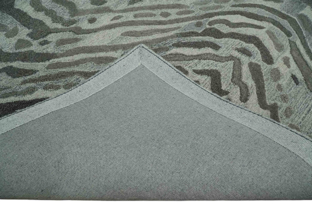 Modern Abstract Hand Tufted 2x3, 3x5, 5x8, 6x9, 8x10 and 9x12 Natural Wool Beige, Gray and Silver Area Rug | MIR2 - The Rug Decor