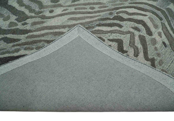 Modern Abstract Hand Tufted 2x3, 3x5, 5x8, 6x9, 8x10 and 9x12 Natural Wool Beige, Gray and Silver Area Rug | MIR2 - The Rug Decor