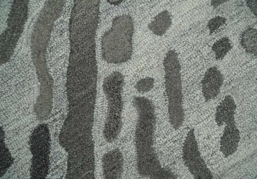 Modern Abstract Hand Tufted 2x3, 3x5, 5x8, 6x9, 8x10 and 9x12 Natural Wool Beige, Gray and Silver Area Rug | MIR2 - The Rug Decor