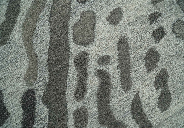 Modern Abstract Hand Tufted 2x3, 3x5, 5x8, 6x9, 8x10 and 9x12 Natural Wool Beige, Gray and Silver Area Rug | MIR2 - The Rug Decor