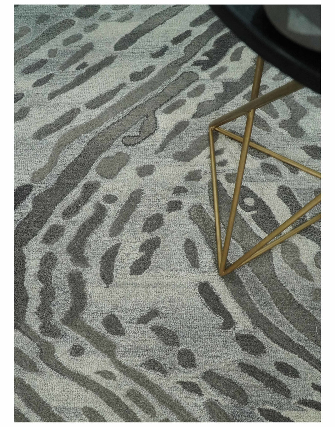 Modern Abstract Hand Tufted 2x3, 3x5, 5x8, 6x9, 8x10 and 9x12 Natural Wool Beige, Gray and Silver Area Rug | MIR2 - The Rug Decor