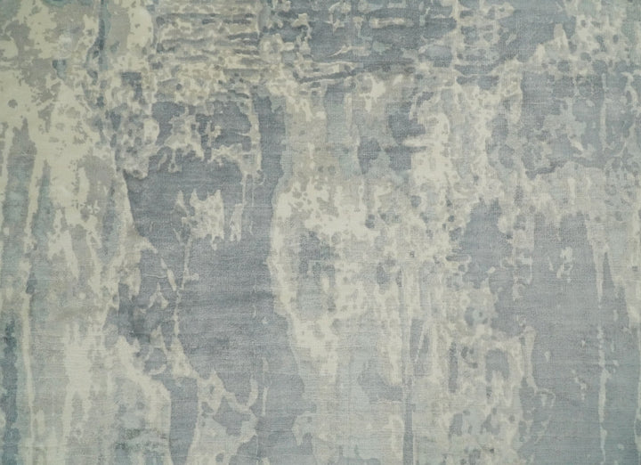 Modern Abstract Handmade 8x10 Beige and Gray Bamboo Silk Area Rug | QT20 - The Rug Decor