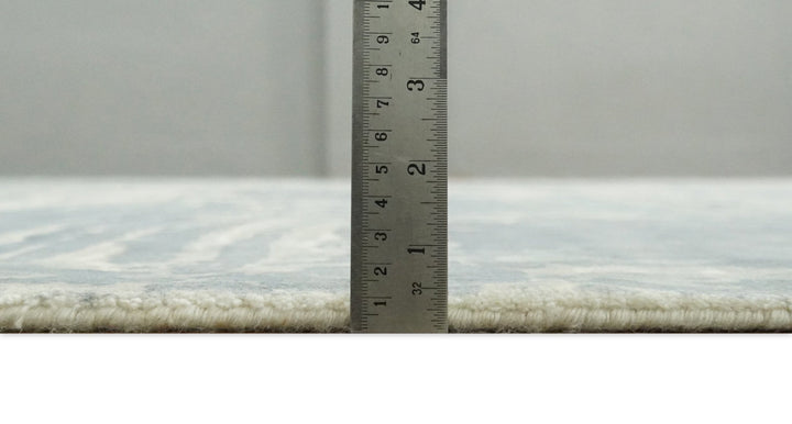 Modern Abstract Handmade 8x10 Beige and Gray Bamboo Silk Area Rug | QT20 - The Rug Decor