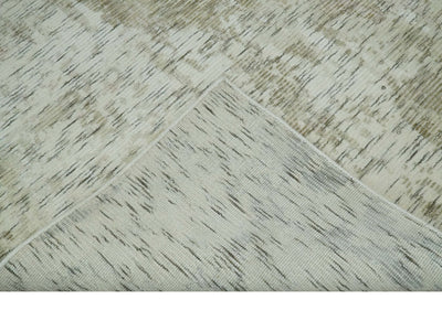 Modern Abstract Ivory, Green and Charcoal 5x8 Hand loom Wool and Viscose Area Rug - The Rug Decor