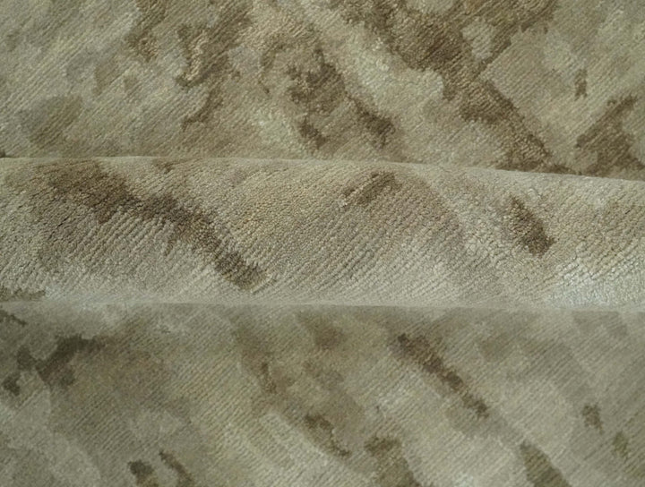 Modern Abstract Ivory, Olive and Beige Hand Knotted 6x9 wool and art silk Area Rug - The Rug Decor