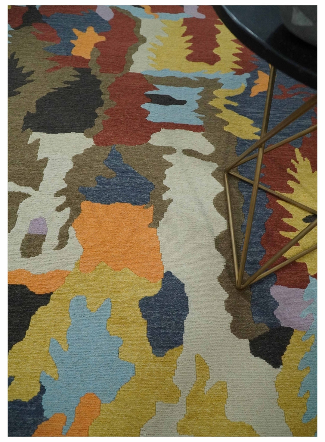 Modern Abstract Look Multi Color 5x8 Hand Woven Soumak Dhurrie Wool Area Rug - The Rug Decor