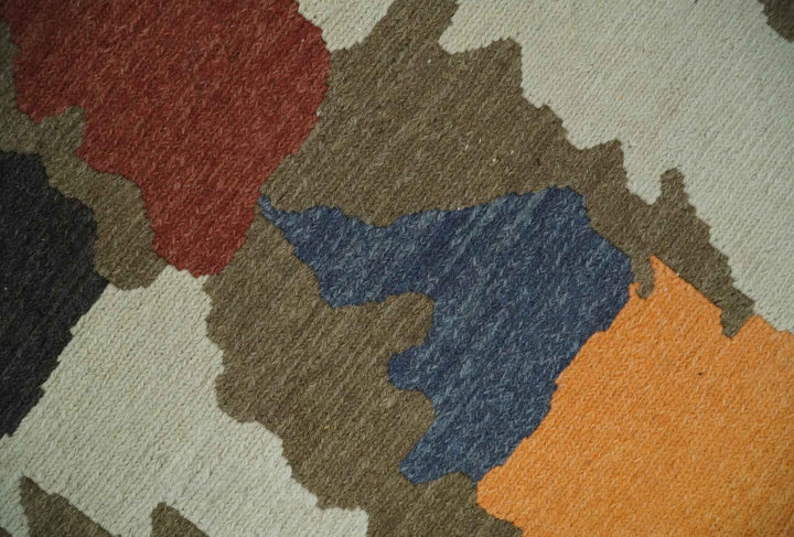 Modern Abstract Look Multi Color 5x8 Hand Woven Soumak Dhurrie Wool Area Rug - The Rug Decor