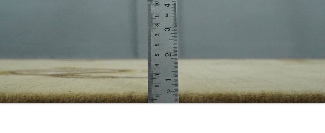 Modern abstract Olive and Brown Hand Knotted 5x8 Wool Area Rug - The Rug Decor