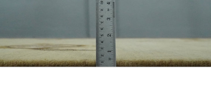 Modern abstract Olive and Brown Hand Knotted 5x8 Wool Area Rug - The Rug Decor