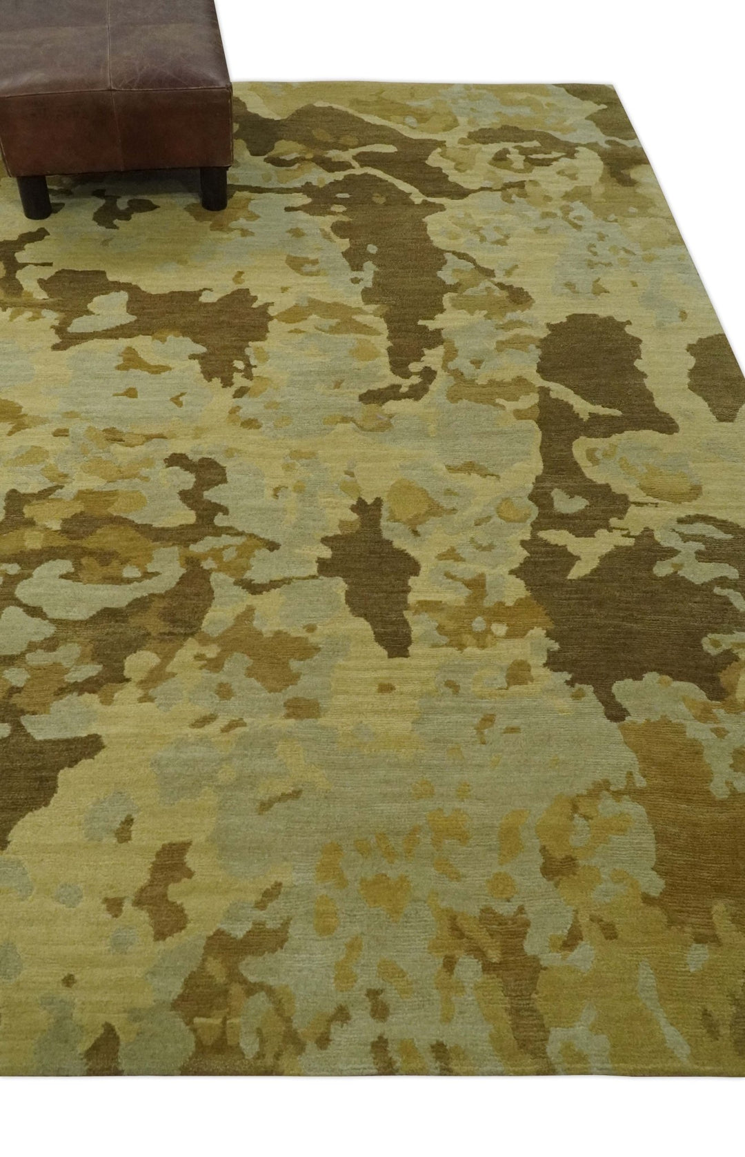 Modern Abstract Olive, Beige and Brown Hand knotted 5x6.6 wool Area Rug - The Rug Decor