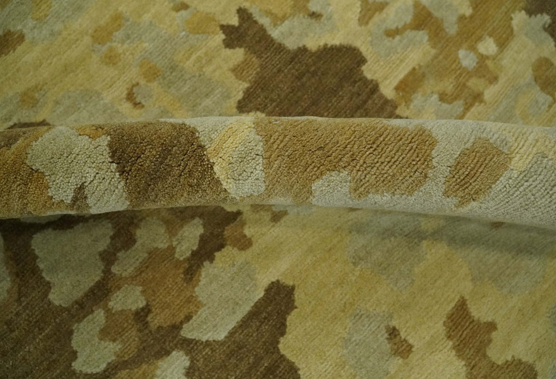 Modern Abstract Olive, Beige and Brown Hand knotted 5x6.6 wool Area Rug - The Rug Decor