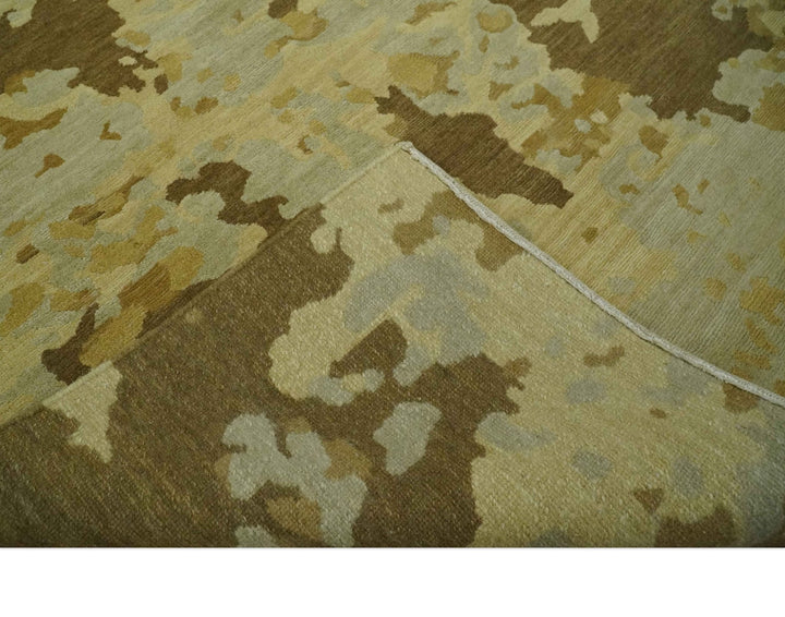 Modern Abstract Olive, Beige and Brown Hand knotted 5x6.6 wool Area Rug - The Rug Decor