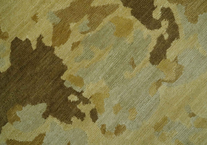 Modern Abstract Olive, Beige and Brown Hand knotted 5x6.6 wool Area Rug - The Rug Decor