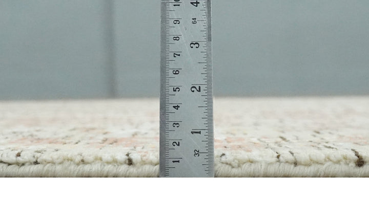 Modern Abstract Peach, Ivory, Gold and Charcoal Hand loom 5x8 Wool and Viscose Area Rug - The Rug Decor