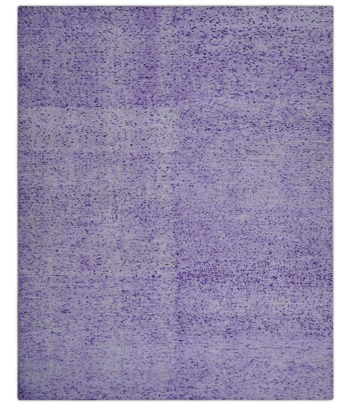 Modern Abstract Purple and Silver Hand knotted 8x10 Woven Art Silk Area Rug - The Rug Decor