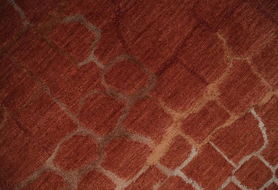 Modern Abstract Rust 5x7 Handloom wool and Art Silk Area Rug - The Rug Decor
