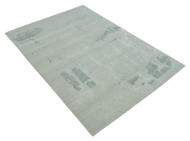 Modern Abstract Silver And Gray Hand knotted Art Silk Area Rug - The Rug Decor