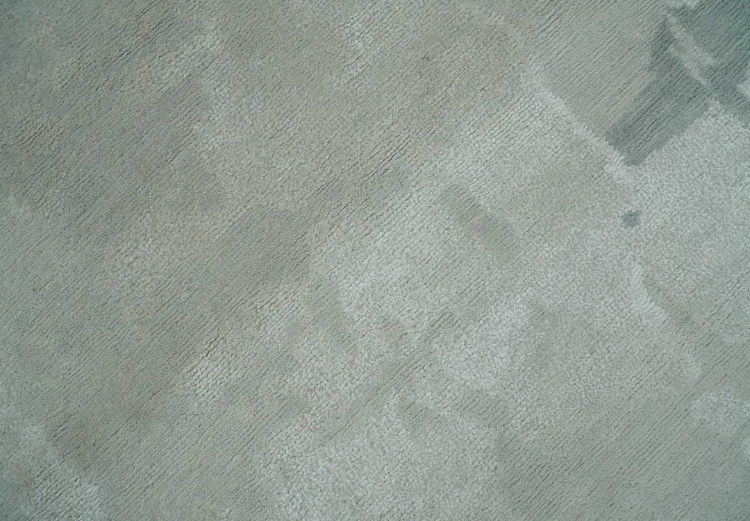 Modern Abstract Silver And Gray Hand knotted Art Silk Area Rug - The Rug Decor