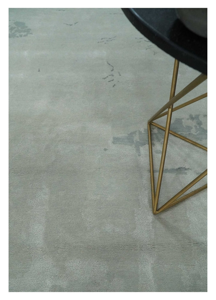Modern Abstract Silver And Gray Hand knotted Art Silk Area Rug - The Rug Decor