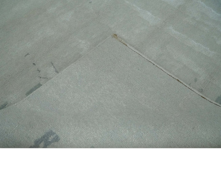 Modern Abstract Silver And Gray Hand knotted Art Silk Area Rug - The Rug Decor