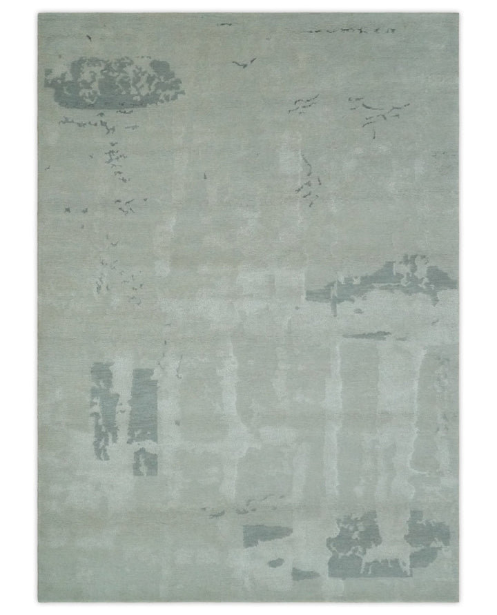 Modern Abstract Silver And Gray Hand knotted Art Silk Area Rug - The Rug Decor
