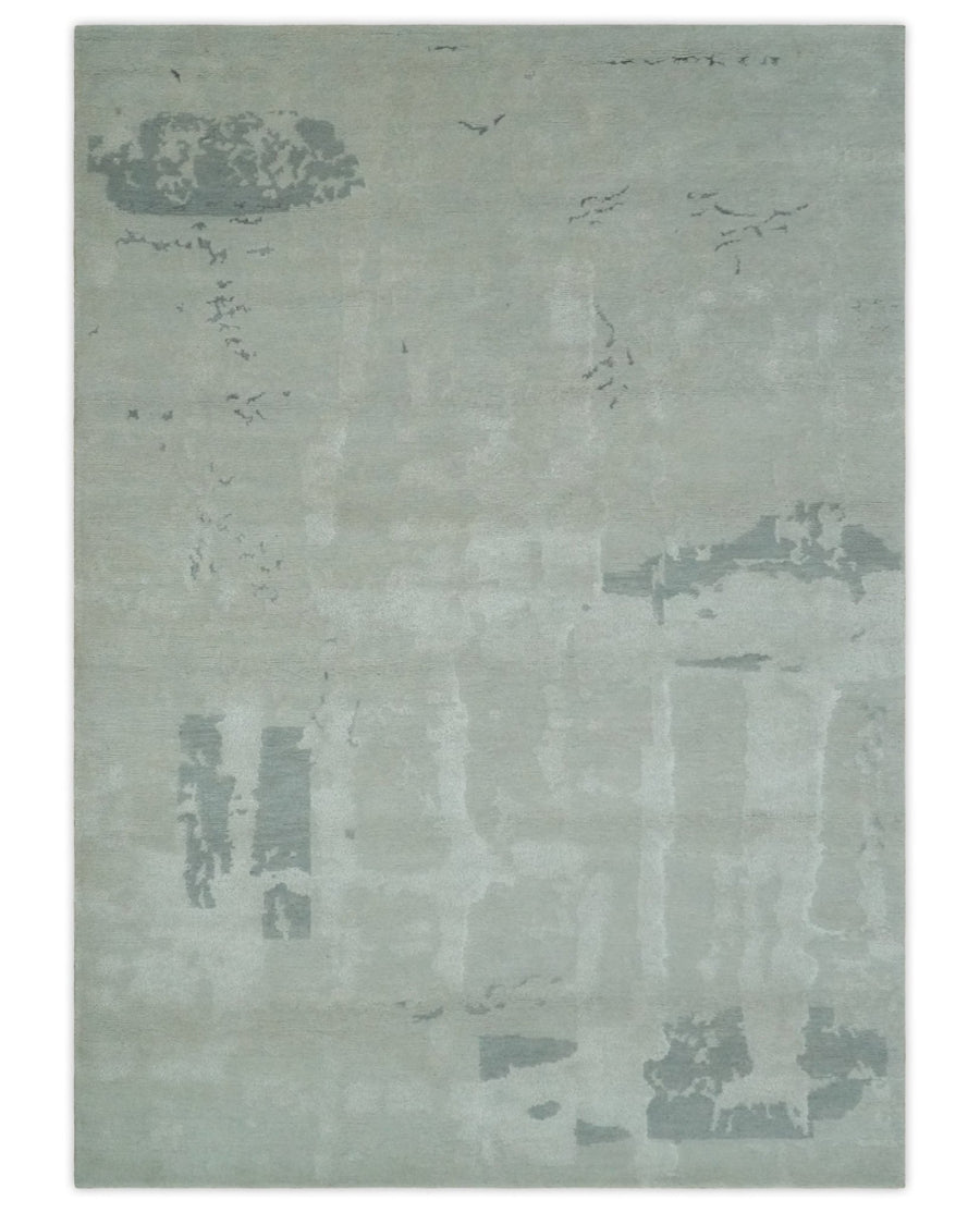 Modern Abstract Silver And Gray Hand knotted Art Silk Area Rug - The Rug Decor