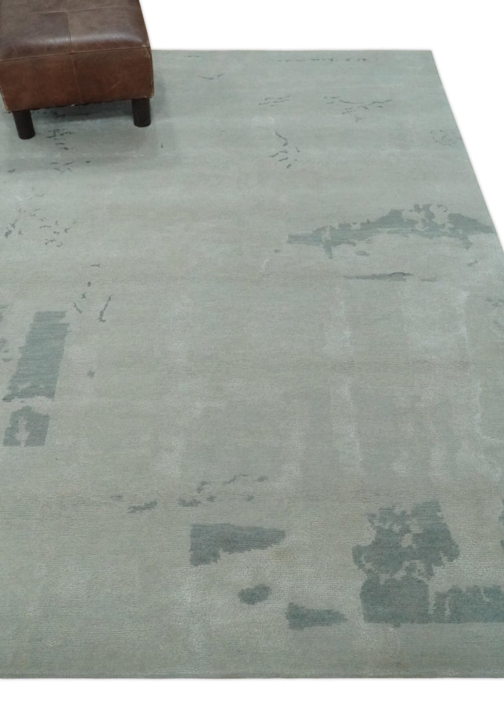 Modern Abstract Silver And Gray Hand knotted Art Silk Area Rug - The Rug Decor