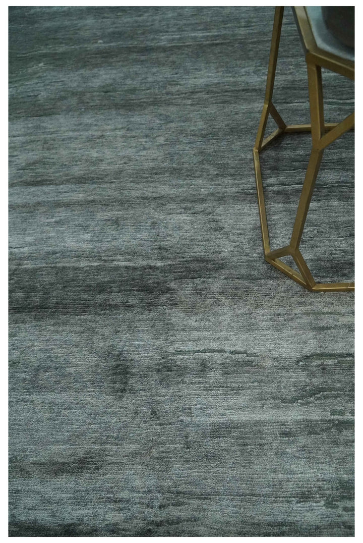 Modern Abstract Silver, Green and Charcoal Hand loom 6x9 wool and Bamboo Silk Area Rug - The Rug Decor