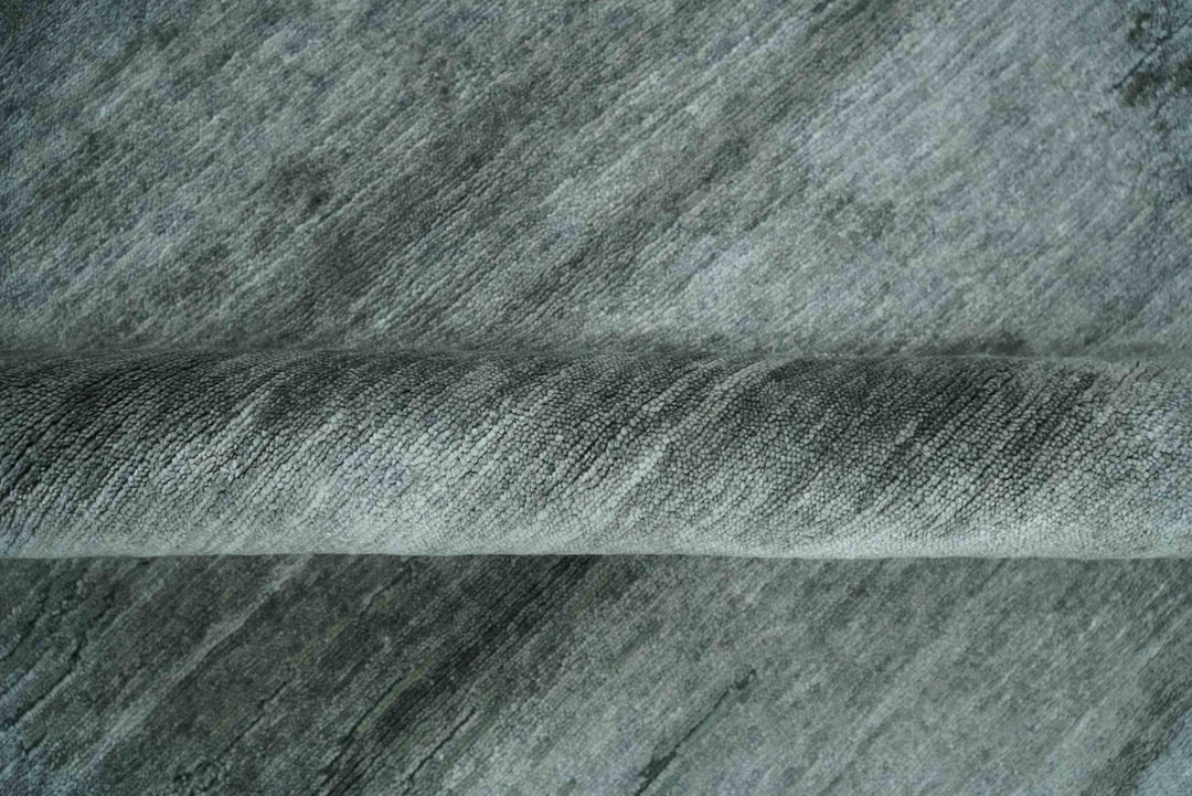 Modern Abstract Silver, Green and Charcoal Hand loom 6x9 wool and Bamboo Silk Area Rug - The Rug Decor