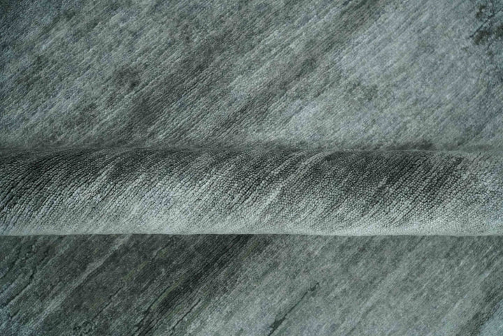 Modern Abstract Silver, Green and Charcoal Hand loom 6x9 wool and Bamboo Silk Area Rug - The Rug Decor