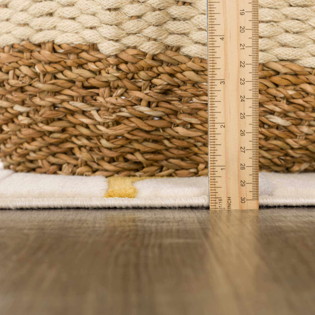 Modern Abstract Stripes Mustard, Black, Light Gray ,Taupe, Charcoal and Peach Area Rug - The Rug Decor