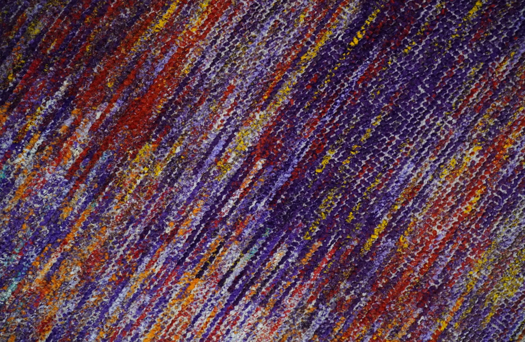 Modern Abstract Vibrant Colorful Violet, Gold, Rust and Ivory Hand knotted Flat Woven 8x10 wool Area Rug - The Rug Decor