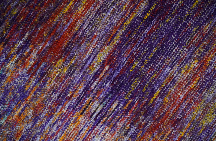Modern Abstract Vibrant Colorful Violet, Gold, Rust and Ivory Hand knotted Flat Woven 8x10 wool Area Rug - The Rug Decor