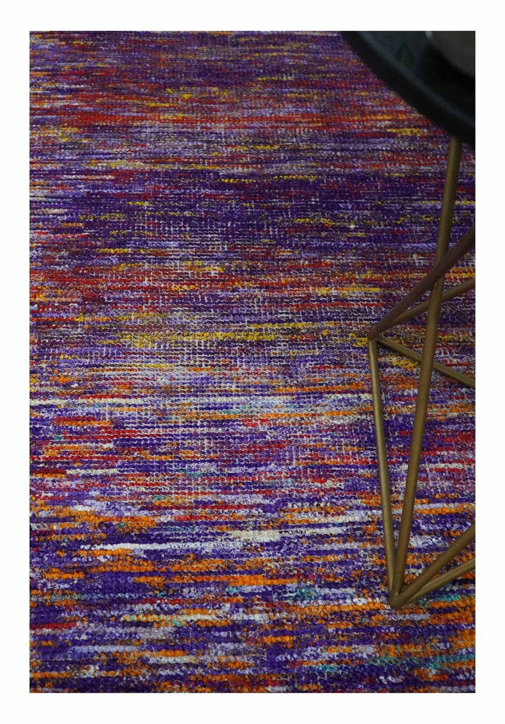 Modern Abstract Vibrant Colorful Violet, Gold, Rust and Ivory Hand knotted Flat Woven 8x10 wool Area Rug - The Rug Decor