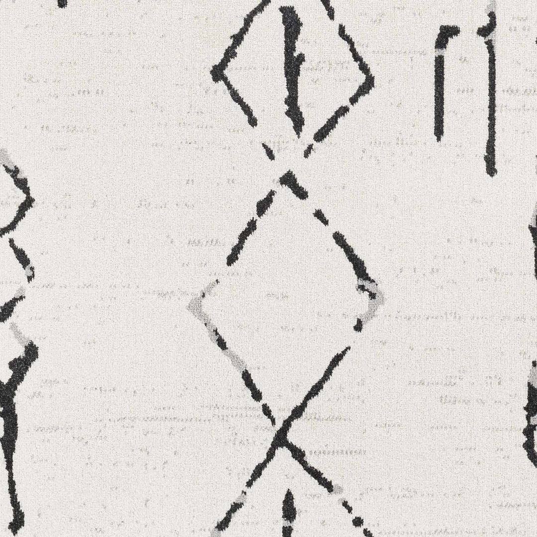 Modern Art Design Machine Woven Ivory and Black Machine Washable Rug - The Rug Decor