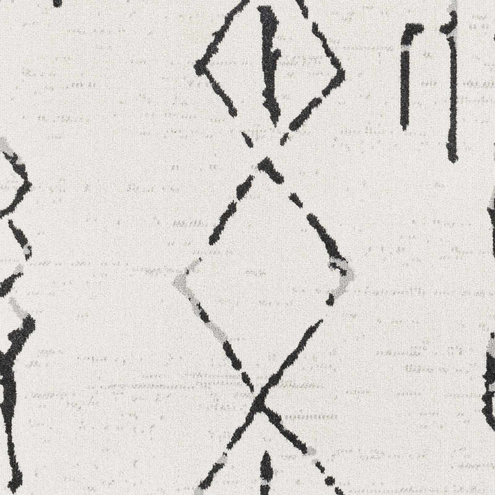 Modern Art Design Machine Woven Ivory and Black Machine Washable Rug - The Rug Decor