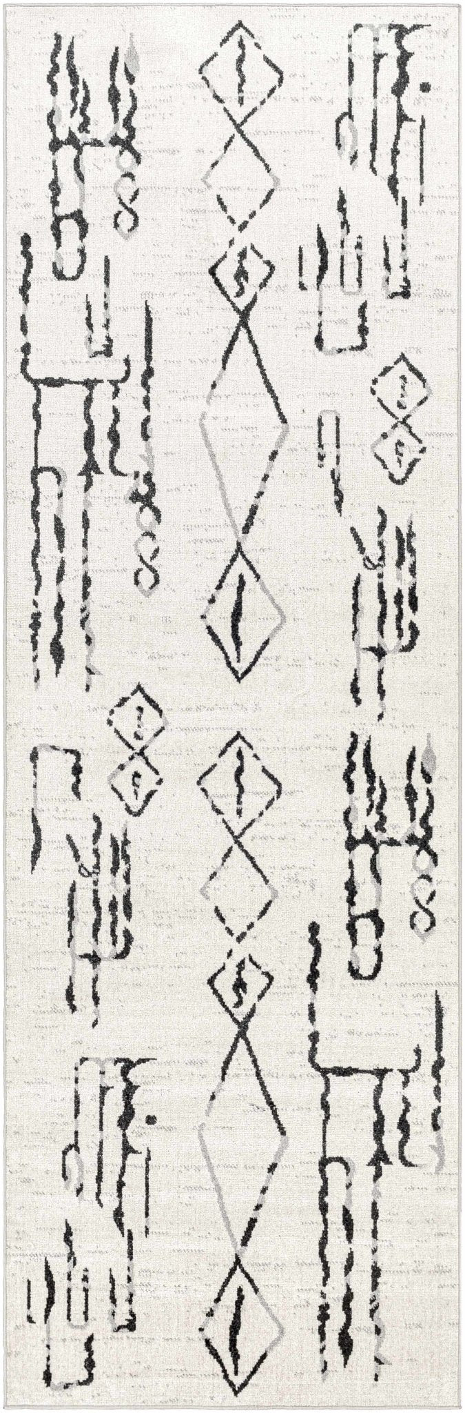 Modern Art Design Machine Woven Ivory and Black Machine Washable Rug - The Rug Decor