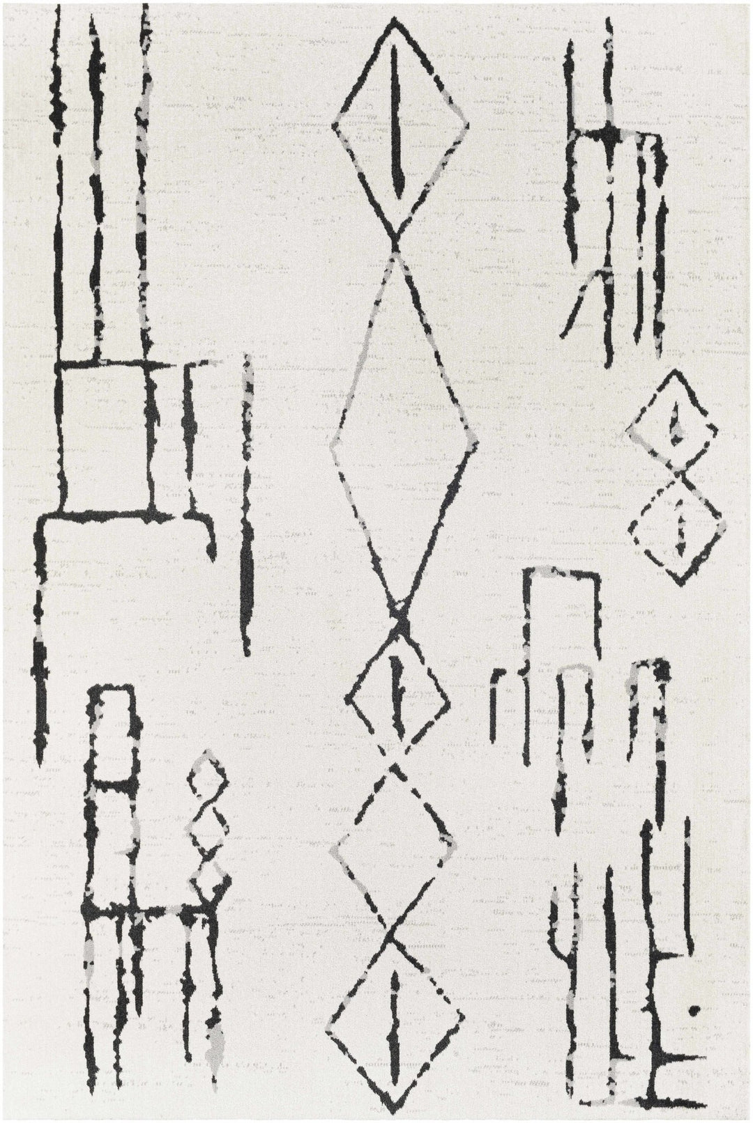 Modern Art Design Machine Woven Ivory and Black Machine Washable Rug - The Rug Decor