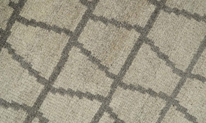 Modern Beige and Brown Geometric Scandinavian 5x7 Blended Wool Flatwoven Area Rug | HL24 - The Rug Decor