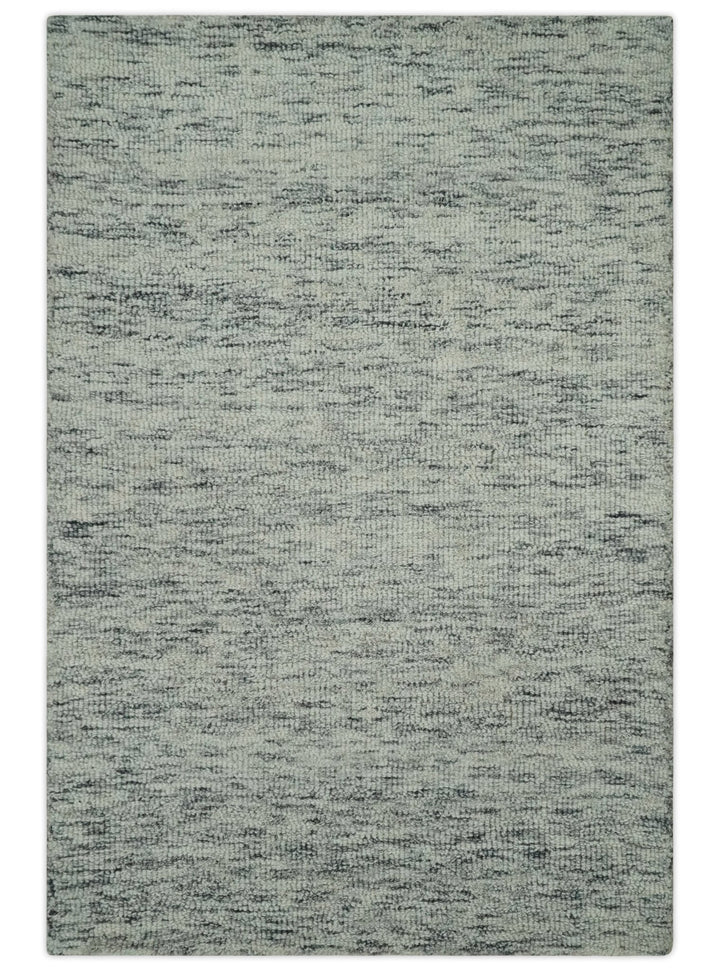 Modern Beige and Charcoal Solid Shaded Hand Tufted 2x3, 3x5, 5x8, 6x9, 8x10 and 9x12 Natural Wool Area Rug | UL60 - The Rug Decor