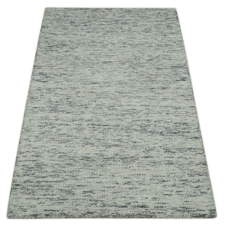 Modern Beige and Charcoal Solid Shaded Hand Tufted 2x3, 3x5, 5x8, 6x9, 8x10 and 9x12 Natural Wool Area Rug | UL60 - The Rug Decor