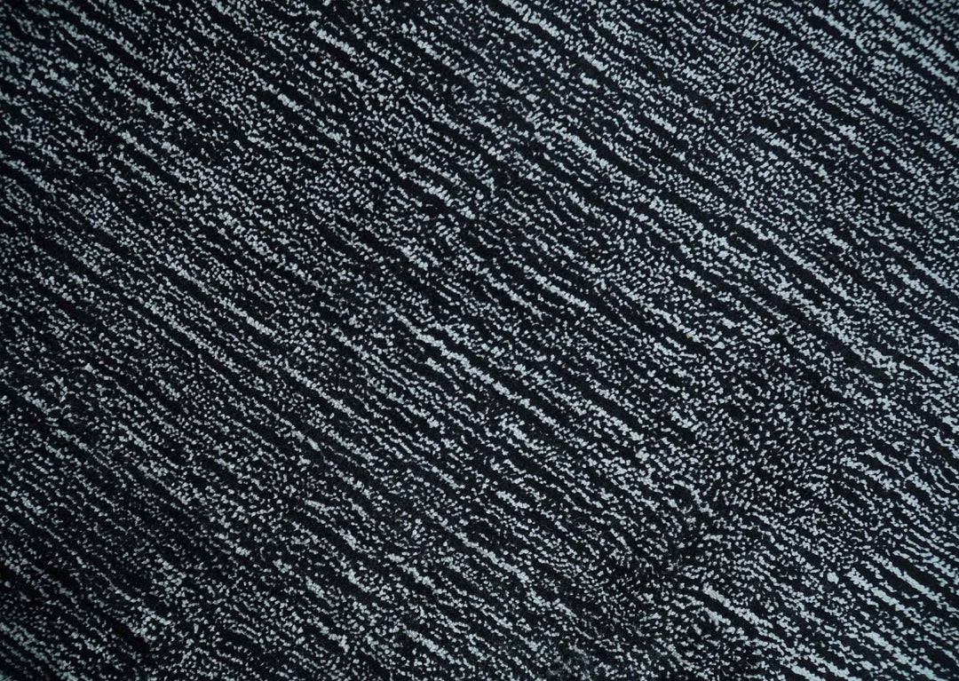 Modern Classic 8x10 Solid Plain Black and Silver Blended Hand Loomed Modern Scandinavian Art Silk Area Rug | AE19810 - The Rug Decor